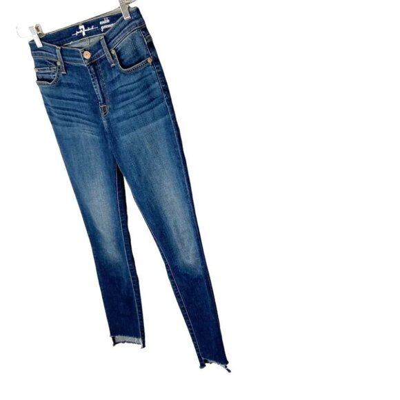 7 For All Mankind Ankle Gwenevere Raw Step Hem Medium Blue - Picture 3 of 10